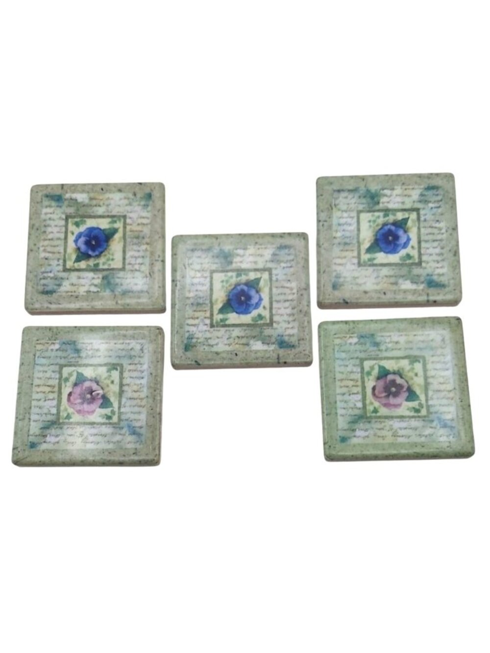 Vintage Ceramic Pansy Floral Refrigerator Magnets Lot of 5 Cottagecore Farmhouse